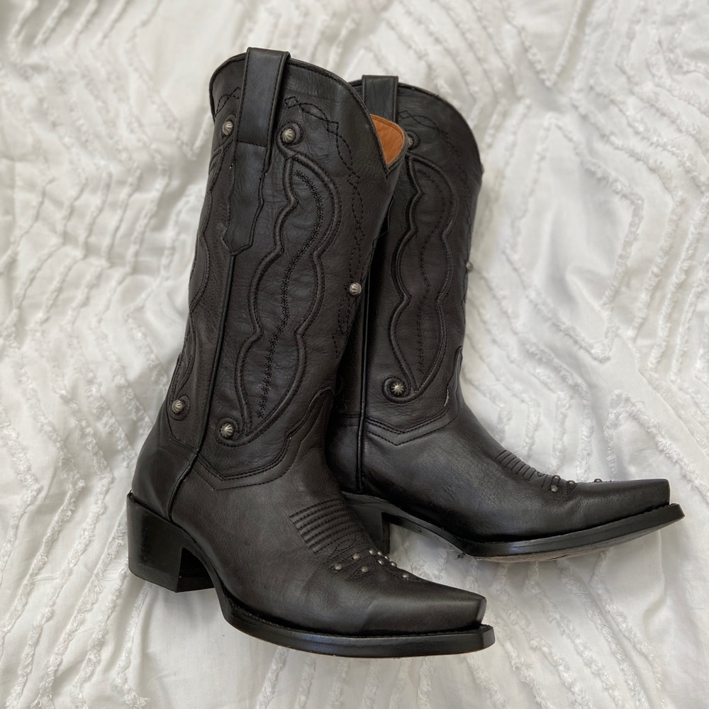 Vaccari Cowboy Boots in black leather